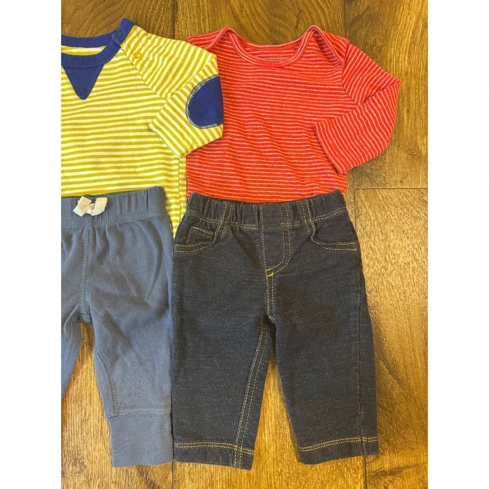 Baby Boy 3 Months Outfits Jeans Pants Long Sleeved Bodysuits Shirts Clothes Lot - Picture 4 of 13